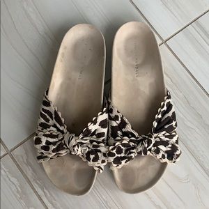 Loeffler Randall Leopard Print Knotted Slides